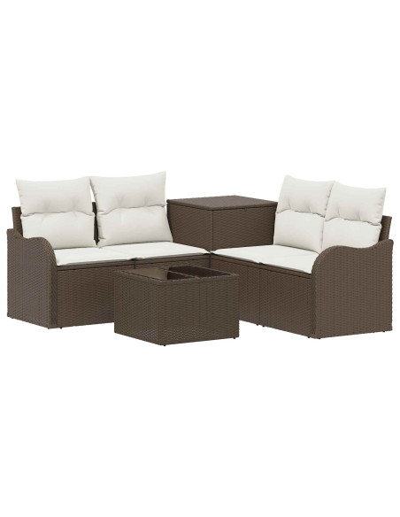 Set di divani 6 pz Marrone e Bianco Crema