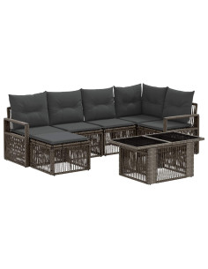 Set Divano da Giardino 7 pz Grigio e Grigio Scuro polyrattan 2