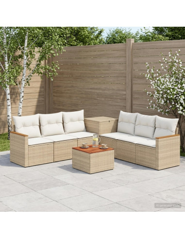 Set di divani 8 pz Beige e Bianco Crema