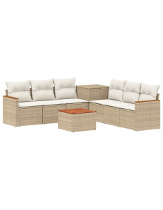 Set di divani 8 pz Beige e Bianco Crema 2