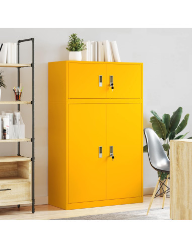 Armadio 2 pz Giallo senape 90 x 40 x 145 cm Acciaio Bloccabile