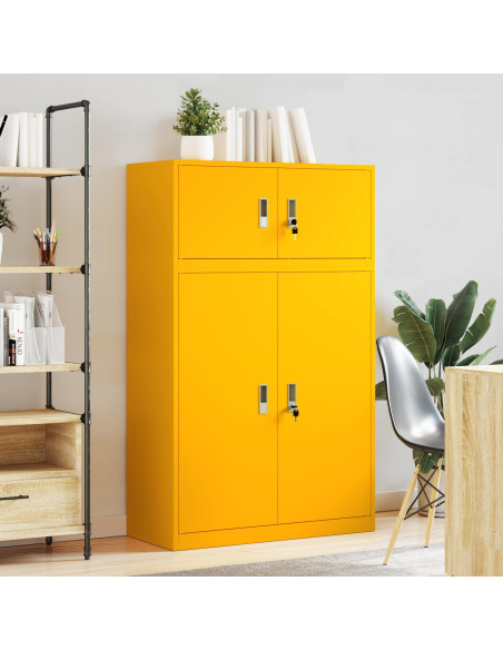 Armadio 2 pz Giallo senape 90 x 40 x 145 cm Acciaio Bloccabile