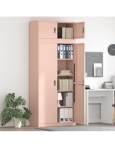 Armadio 2 pz Rosa 90 x 40 x 220 cm Acciaio Bloccabile