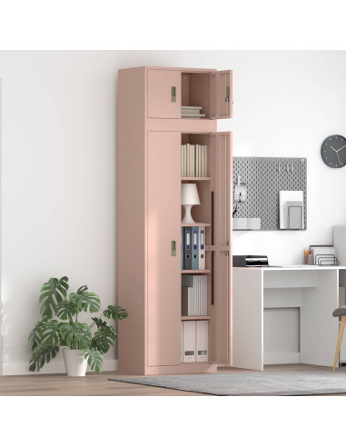 Armadio 2 pz Rosa 60 x 40 x 220 cm Acciaio Bloccabile