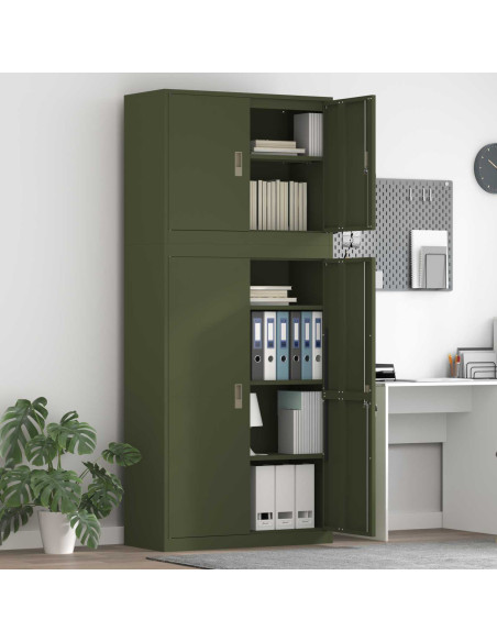 Armadio 2 pz Verde Oliva 90 x 40 x 210 cm Acciaio Bloccabile