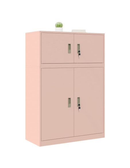 Armadio 2 pz Rosa 90 x 40 x 130 cm Acciaio Bloccabile