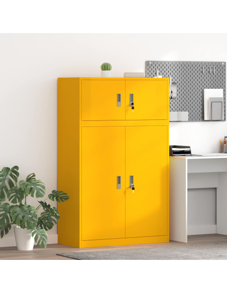 Armadio 2 pz Giallo senape 90 x 40 x 145 cm Acciaio Bloccabile