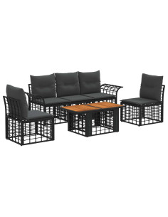 Set Divano da Giardino 6 pz Nero e Grigio scuro polyrattan 2