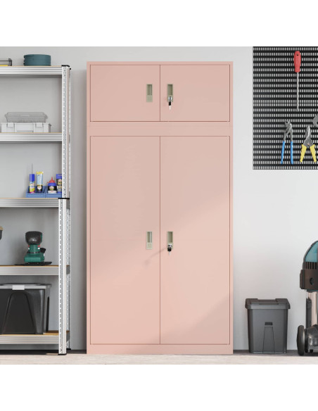 Armadio 2 pz Rosa 90 x 40 x 180 cm Acciaio Bloccabile
