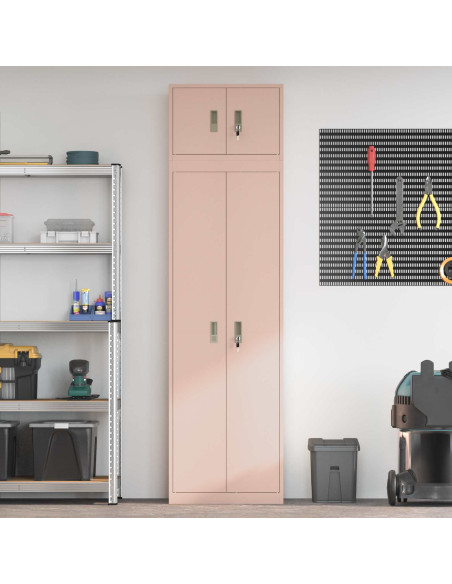 Armadio 2 pz Rosa 60 x 40 x 220 cm Acciaio Bloccabile