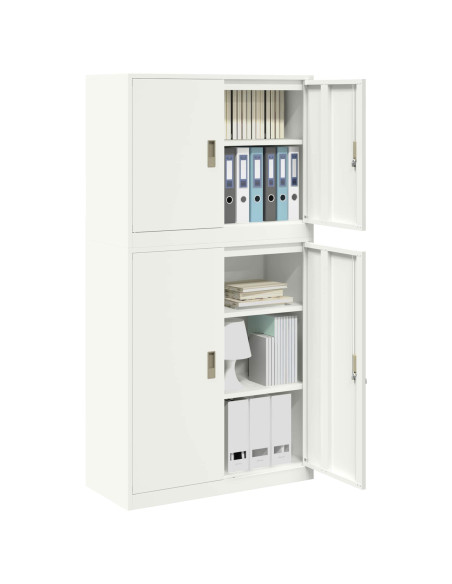 Armadio 2 pz Bianco 90 x 40 x 175 cm Acciaio Bloccabile