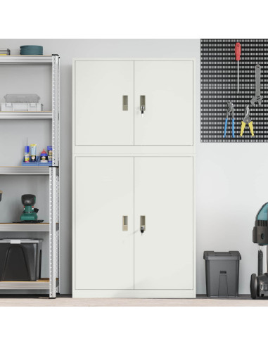 Armadio 2 pz Bianco 90 x 40 x 175 cm Acciaio Bloccabile