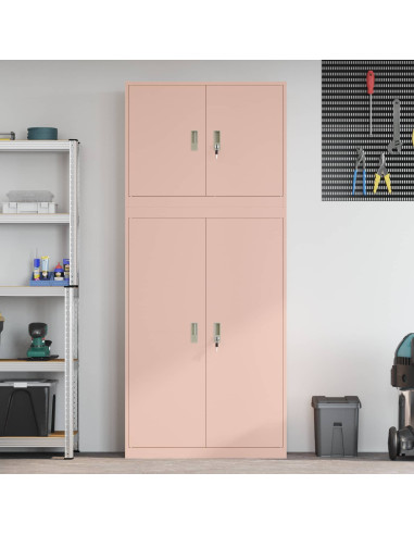 Armadio 2 pz Rosa 90 x 40 x 210 cm Acciaio Bloccabile