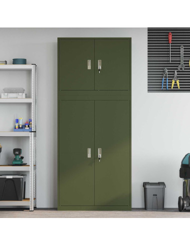 Armadio 2 pz Verde Oliva 90 x 40 x 210 cm Acciaio Bloccabile