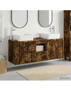 Set di Armadi da Bagno 3 pz Rovere Fumo 49,5 x 41 x 63 cm