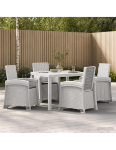 Set da Pranzo per Giardino 5 pz Bianco e Antracite PP