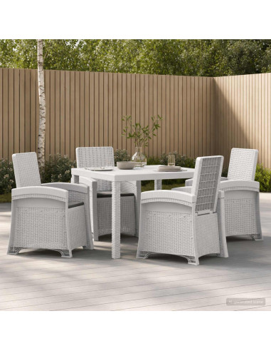 Set da Pranzo per Giardino 5 pz Bianco e Antracite PP