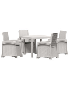 Set da Pranzo per Giardino 5 pz Bianco e Antracite PP 2