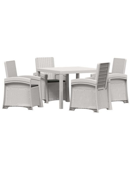 Set da Pranzo per Giardino 5 pz Bianco e Antracite PP