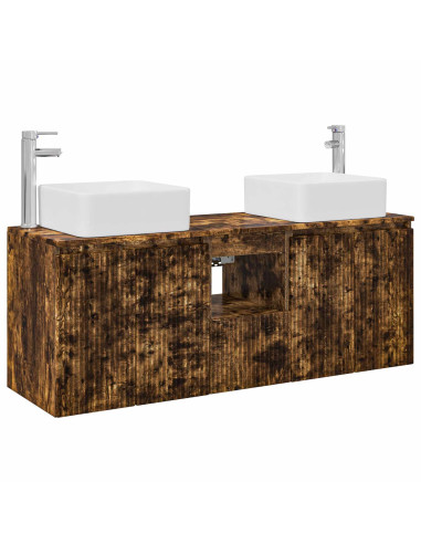 Set di Armadi da Bagno 3 pz Rovere Fumo 49,5 x 41 x 63 cm