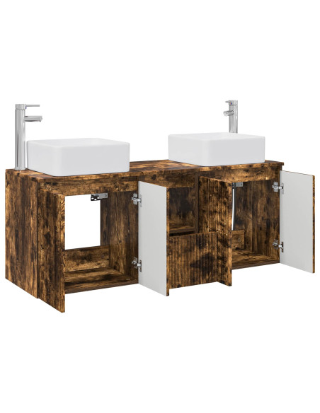 Set di Armadi da Bagno 3 pz Rovere Fumo 49,5 x 41 x 63 cm