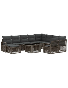 Set Divano da Giardino 11 pz Grigio e Grigio Scuro polyrattan 2