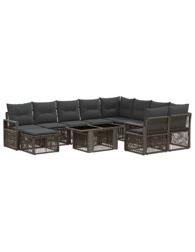 Set Divano da Giardino 11 pz Grigio e Grigio Scuro polyrattan
