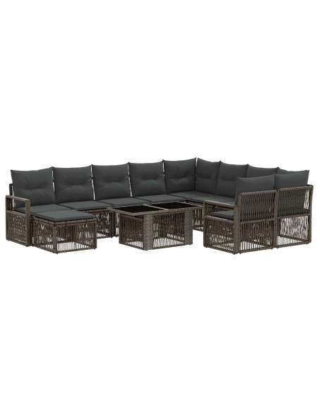 Set Divano da Giardino 11 pz Grigio e Grigio Scuro polyrattan