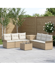 Set di divani 8 pz Beige e Bianco Crema