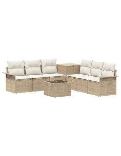 Set di divani 8 pz Beige e Bianco Crema 2