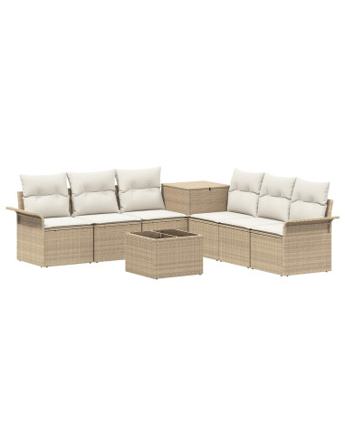 Set di divani 8 pz Beige e Bianco Crema