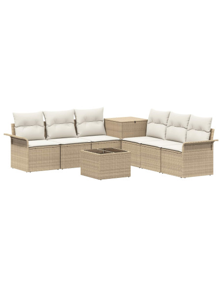 Set di divani 8 pz Beige e Bianco Crema