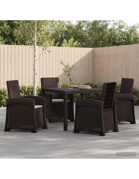 Set da Pranzo per Giardino 5 pz Marrone e Crema PP