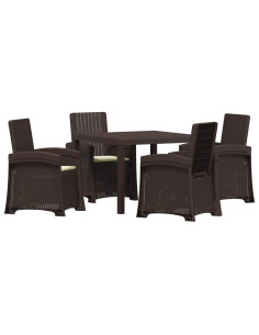 Set da Pranzo per Giardino 5 pz Marrone e Crema PP 2