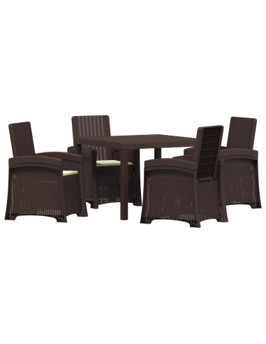 Set da Pranzo per Giardino 5 pz Marrone e Crema PP