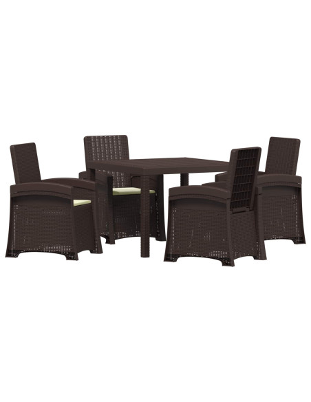 Set da Pranzo per Giardino 5 pz Marrone e Crema PP