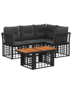 Set Divano da Giardino 5 pz Nero e Grigio scuro polyrattan 2