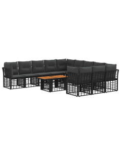 Set Divano da Giardino 12 pz Nero e Grigio scuro polyrattan 2