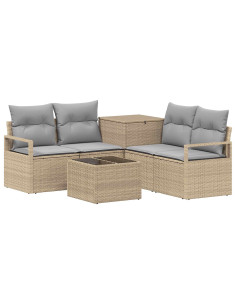 Set di divani 6 pz Beige e Grigio Chiaro 2