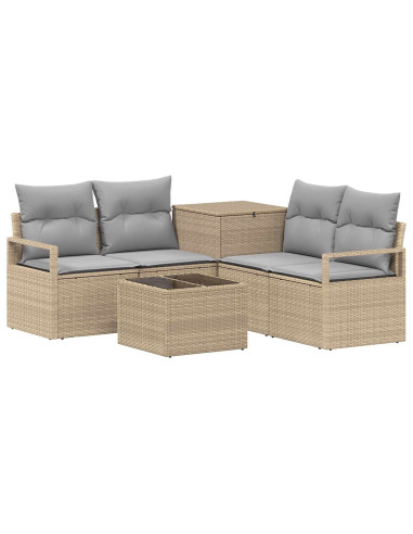 Set di divani 6 pz Beige e Grigio Chiaro