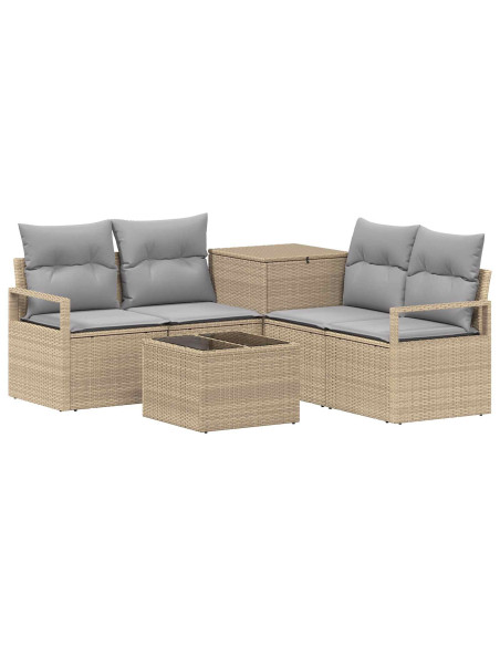Set di divani 6 pz Beige e Grigio Chiaro