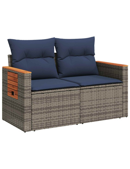 Set di divani 6 pz Grigio e Blu Navy Rattan sintetico e Acciaio
