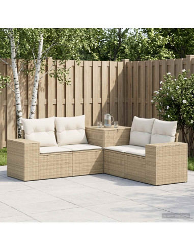 Set di divani 5 pz Beige e Bianco Crema