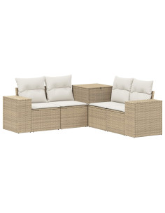 Set di divani 5 pz Beige e Bianco Crema 2