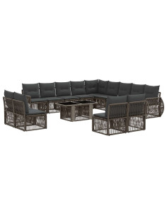 Set Divano da Giardino 14 pz Grigio e Grigio Scuro polyrattan 2