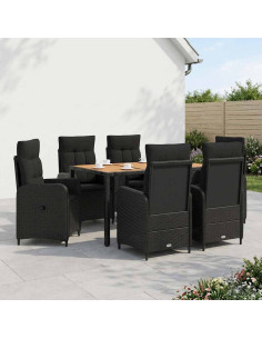 Set da pranzo per esterni 7 pz Nero