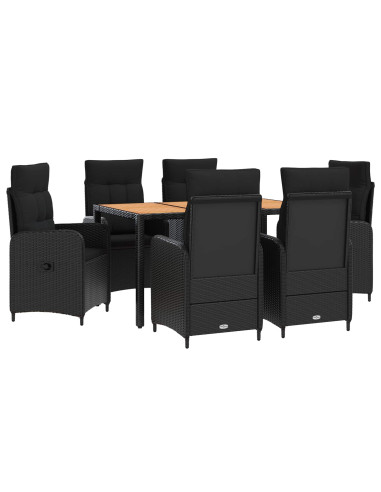 Set da pranzo per esterni 7 pz Nero