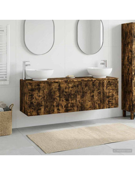 Set di Armadi da Bagno 3 pz Rovere Fumo 49,5 x 44,5 x 65 cm