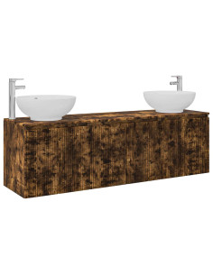 Set di Armadi da Bagno 3 pz Rovere Fumo 49,5 x 44,5 x 65 cm 2