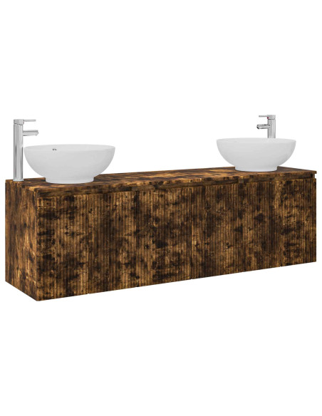 Set di Armadi da Bagno 3 pz Rovere Fumo 49,5 x 44,5 x 65 cm